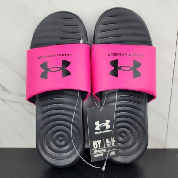 *Sold New Under Armour Ansa Fix Black Pink Slides - Picture 5 of 7